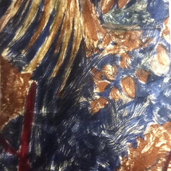 Vintage Mark Alexander Blue Tan Print 100% Silk Neck Tie Made in USA - Picture 2 of 6
